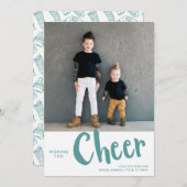 Cheer | Kerstfoto van Sweater Pattern Blauwgroen Feestdagenkaart (Voorkant / Achterkant)
