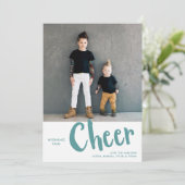 Cheer | Kerstfoto van Sweater Pattern Blauwgroen Feestdagenkaart (Staand voorkant)