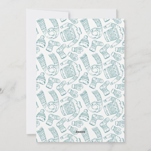 Cheer | Kerstfoto van Sweater Pattern Blauwgroen Feestdagenkaart (Achterkant)