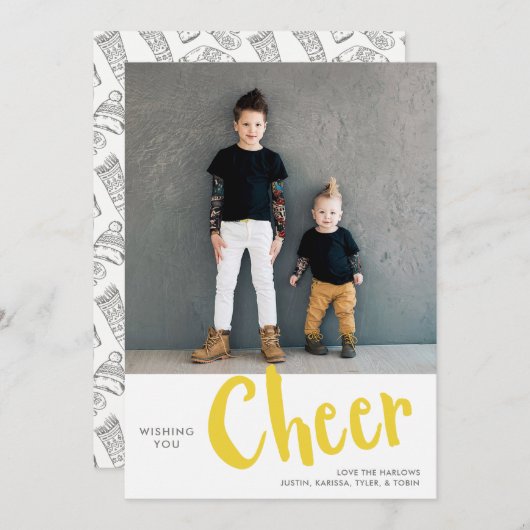 Cheer | Kerstfotogeel met Sweater Pattern Feestdagenkaart (Voorkant / Achterkant)