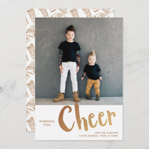 Cheer   Kerstfotogoud met Sweater Pattern Feestdagenkaart