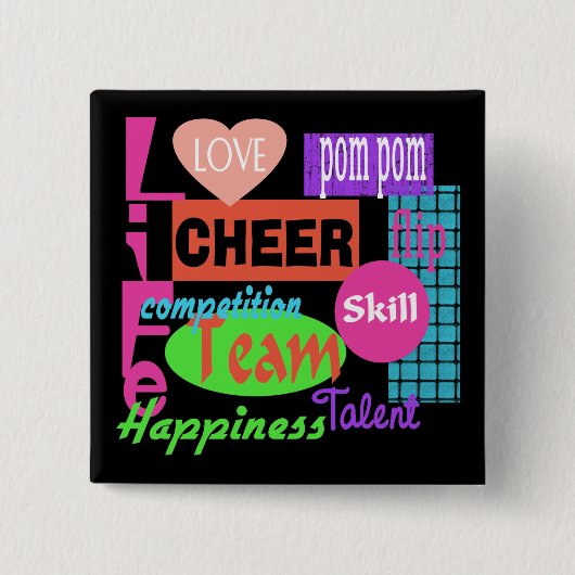 Cheer Life Vierkante Button 5,1 Cm (Voorkant)