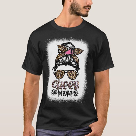 Cheer Ma Leopard Messy Bun Cheerleader Bleaching M T-shirt (Voorkant)