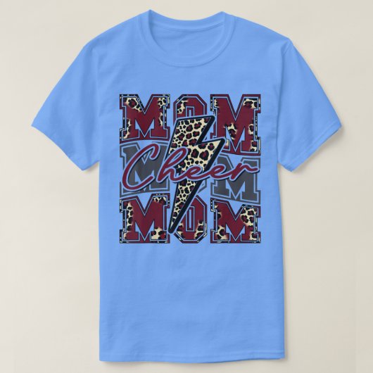 Cheer Ma Lightning Bolt Cheer Leopard Maroon T-shirt (Design voorkant)