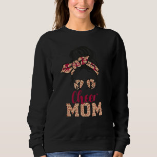 Cheer mam Cheerleader Messy Bun Leopard Print Moth Trui