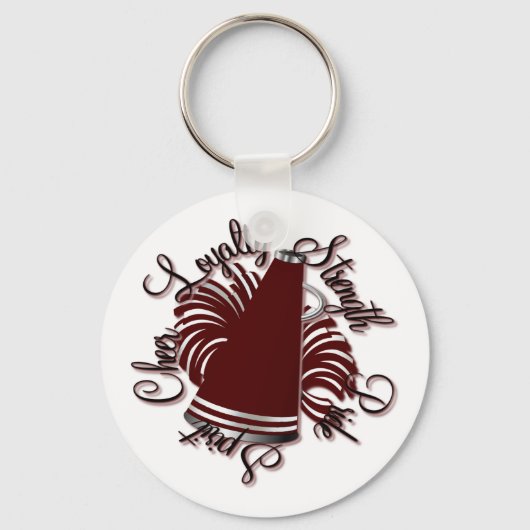 Cheer Maroon en White Qualities Sleutelhanger (Voorkant)