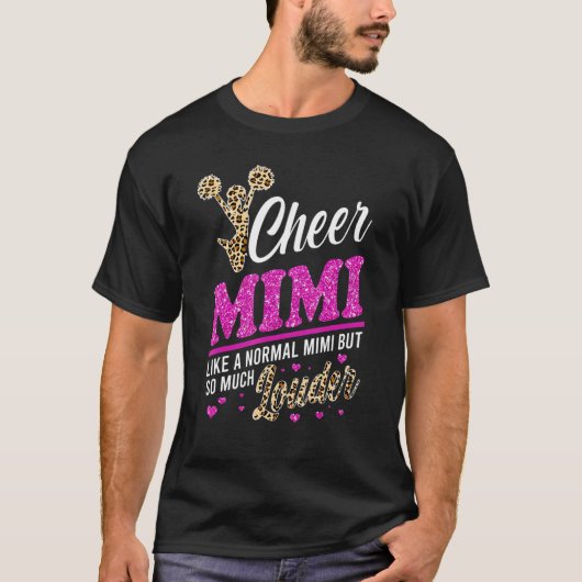 Cheer Mimi grootst fan Leopard print en Pom Pom T-shirt (Voorkant)
