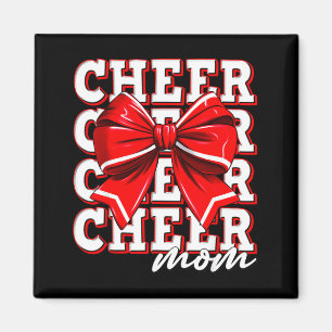 Cheer Moeder Cheerleader Boog Grootste Fan Rode Te Magneet