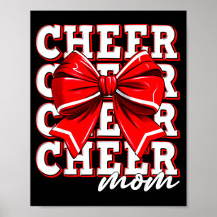 Cheer Moeder Cheerleader Boog Grootste Fan Rode Te Poster