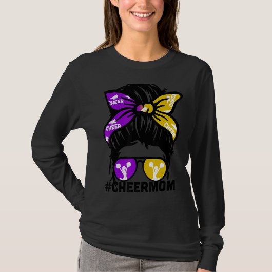 Cheer Moeder Mama Puple & Gold Cheerlead Ma T-shirt (Voorkant)