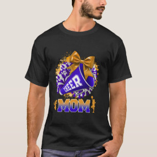 Cheer Mom Blauw Goud Pom Pom Megaphone Coquette Bo T-shirt