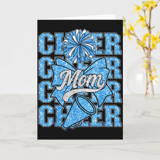 Cheer Mom Mama Bow Srt Cheerleading Squad Blue Che Kaart (Gele Bloem)