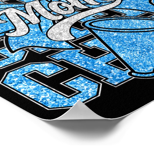 Cheer Mom Mama Bow Srt Cheerleading Squad Blue Che Poster (Hoek)