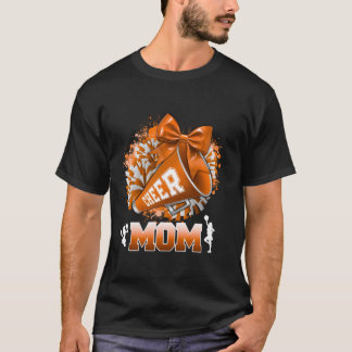 Cheer Mom Oranje Pom Pom Megaphone Coquette Bow Ch T-shirt