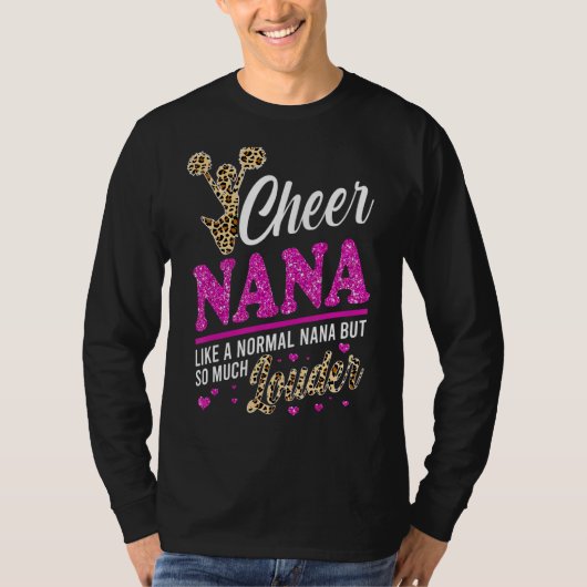 Cheer Nana grootst fan leopard print en Pom Pom 1 T-shirt (Voorkant)