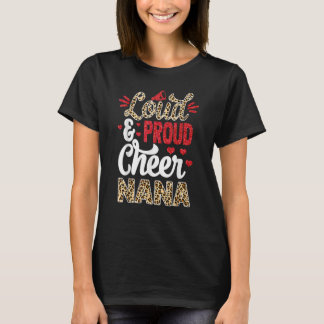 Cheer Nana grootst fan Leopard print en Pom Pom T-shirt