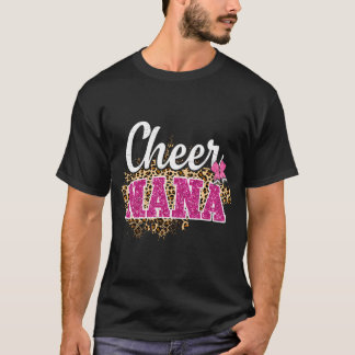 Cheer Nana grootst fan Leopard print en Pom Pom T-shirt