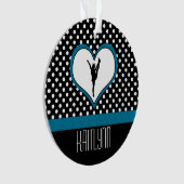 Cheer Polka-Dotted Heart in Blauwgroen blauw Ornament (voorkant)