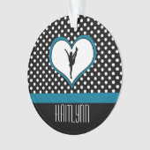Cheer Polka-Dotted Heart in Blauwgroen blauw Ornament (voorkant)