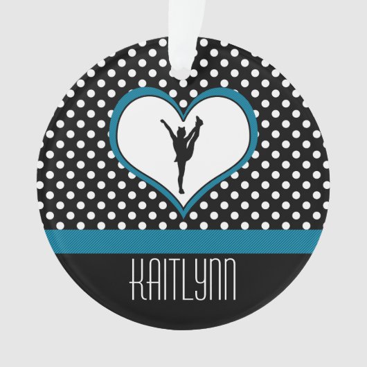 Cheer Polka-Dotted Heart in Blauwgroen blauw Ornament (voorkant)