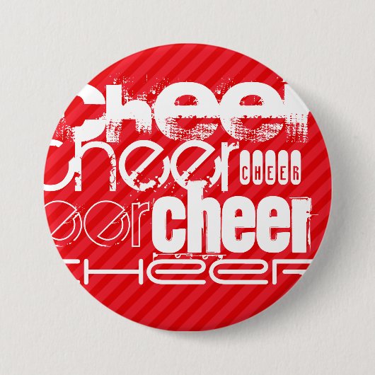 Cheer; Scarlet Red Stripes Ronde Button 7,6 Cm (Voorkant)