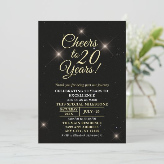 Cheer to Twenty Years - 20th Anniversary Kaart (Staand voorkant)