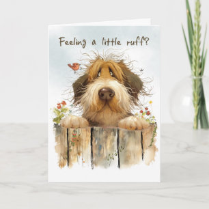 Cheer Up Gemengde Ras Hond Kijkend over het hek Kaart