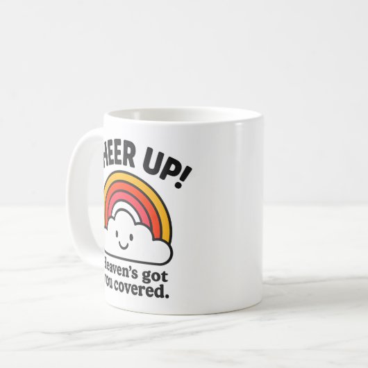 Cheer Up Rainbow Cloud Motivational Coffee Mug Koffiemok (Voorkant links)