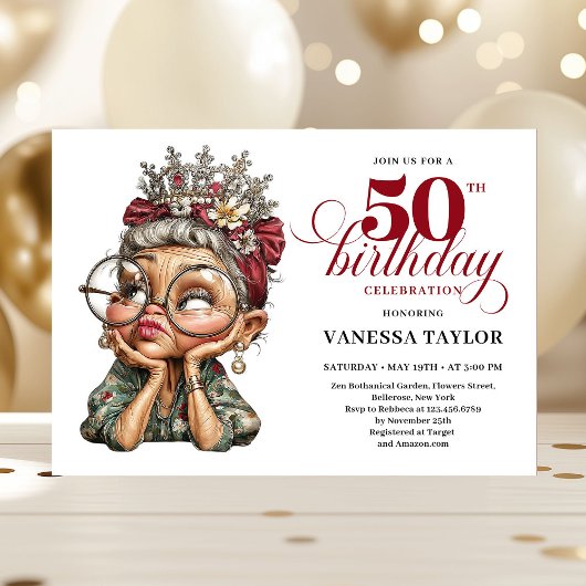 Cheerful 50th bash invite quirky funny birthday kaart