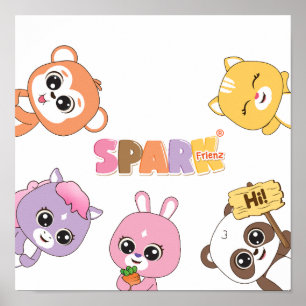 Cheerful Animal Frienz: speelse personages voor Ki Poster