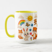 Cheerful Animals and Rainbow Ceramic Mug (Gauche)