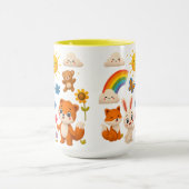 Cheerful Animals and Rainbow Ceramic Mug (Centre)