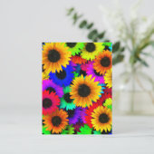 Cheerful Array of Colorful Sunflower Briefkaart (Staand voorkant)