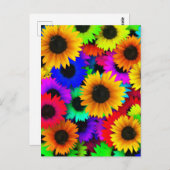 Cheerful Array of Colorful Sunflower Briefkaart (Voorkant / Achterkant)