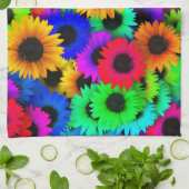 Cheerful Array of Colorful Sunflower Theedoek (Gevouwen)