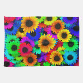 Cheerful Array of Colorful Sunflower Theedoek (Horizontaal)