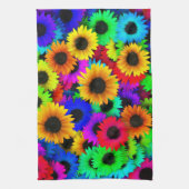 Cheerful Array of Colorful Sunflower Theedoek (Verticaal)