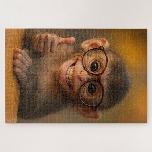 Cheerful Baby Monkey Funny Smile Puzzle Legpuzzel (Horizontaal)