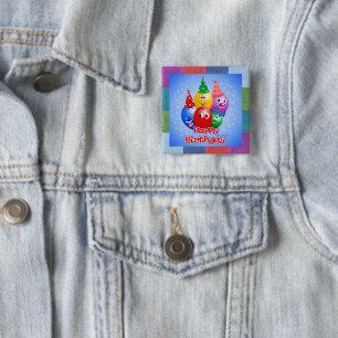 Cheerful Birthday-ballonnen Vierkante Button 5,1 Cm