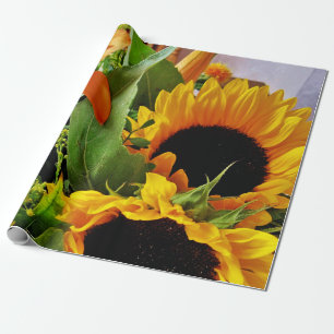Cheerful, blote zonnebloemen in een herfst Bouquet Cadeaupapier