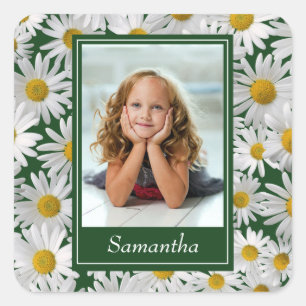 Cheerful Bright Daisy Custom Photo - Vierkante Sticker