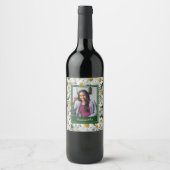 Cheerful Bright Daisy Custom Photo - Wijn Etiket (Voorkant)
