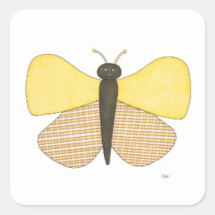 Cheerful Butterfly Sticker-Erin Brie Art Square St Vierkante Sticker