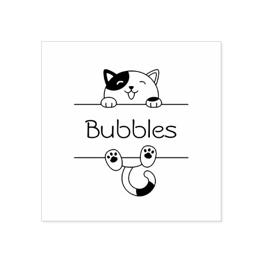 Cheerful Calico Cat Peking Custom Name Rubberstempel (Afrduk)