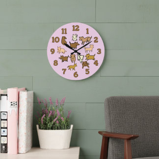 Cheerful Cartoon Dogs Wall Clock Grote Klok