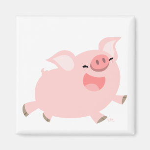Cheerful Cartoon Pig magnet Magneet