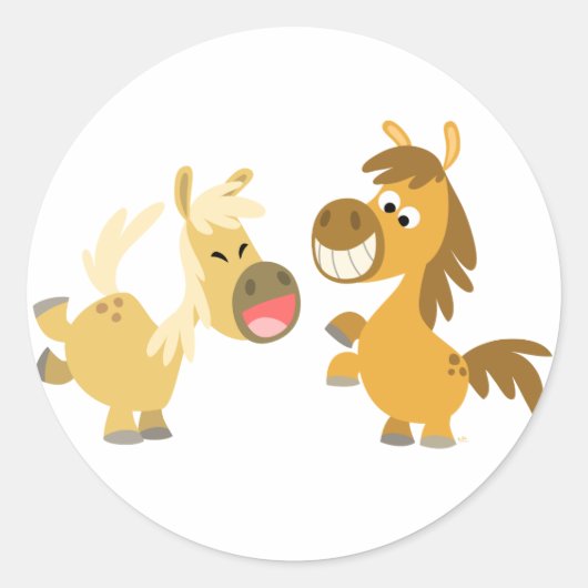 Cheerful Cartoon Ponies Sticker (Voorkant)