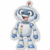 Cheerful Cartoon Robot Custom-Cut Vinyl Sticker (Devant)