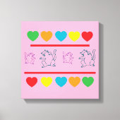 Cheerful Cats & Rainbow Hearts Canvas Print (Voorkant)