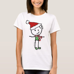 Cheerful Charlie Stick-Fig, kerstfeestdag T-shirt